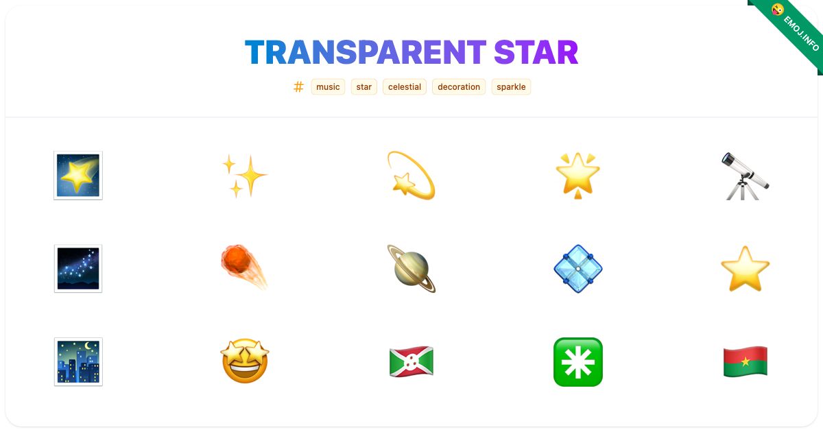 Transparent Star Emojis 🌠 💫 | Meaning, Copy & Paste