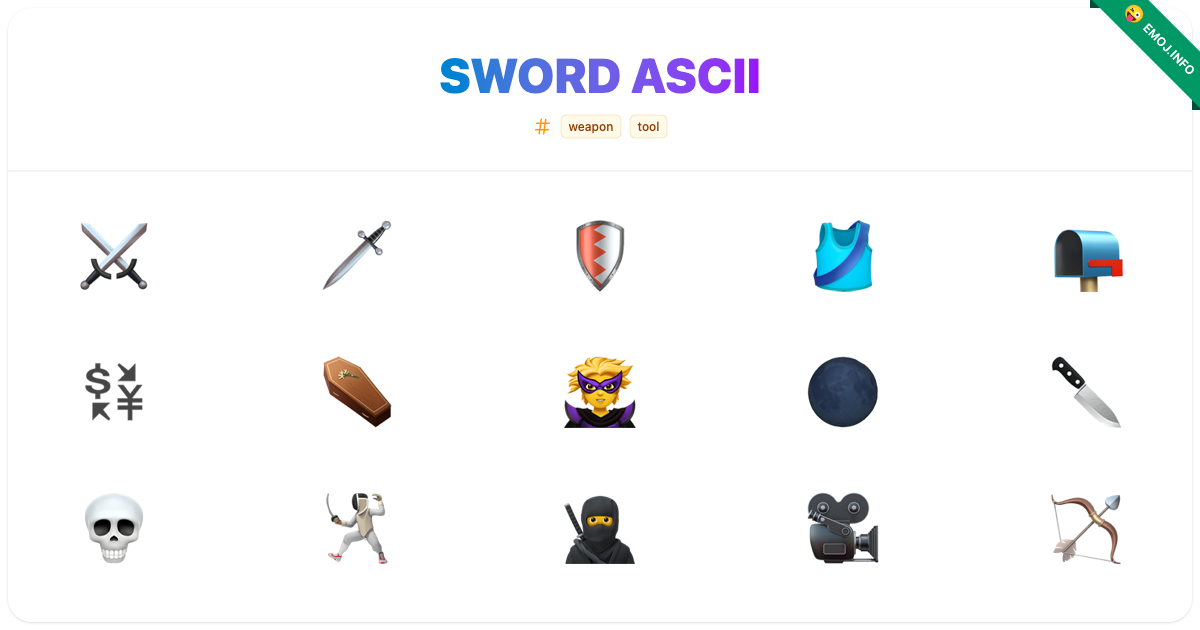 Sword Ascii Emojis ⚔️ 🗡️ 🛡️ | Meaning, Copy & Paste