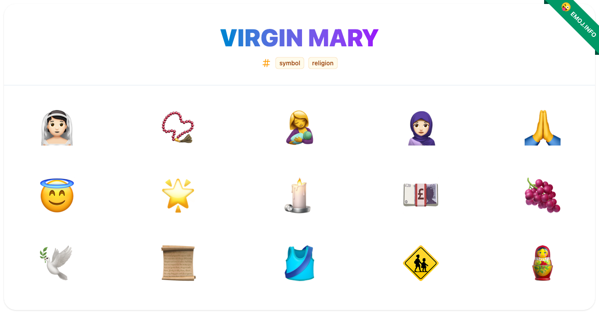 Virgin Mary Emojis 👰🏻 📿 🤱 | Meaning, Copy & Paste