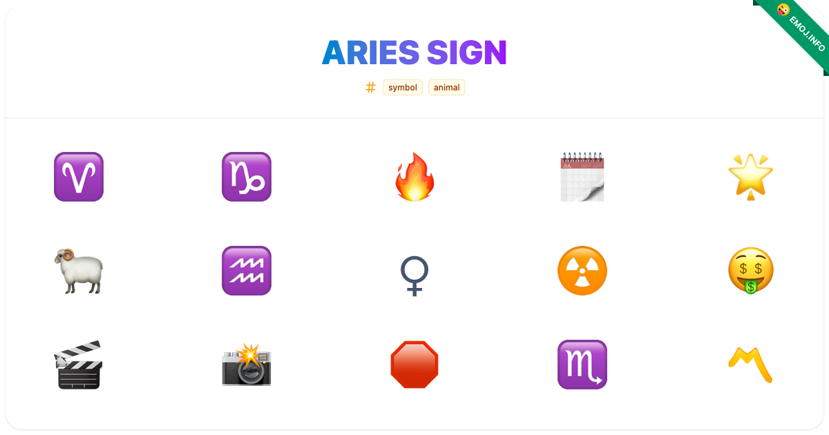 Aries Sign Emojis ♈ ♑ 🔥 | Meaning, Copy & Paste