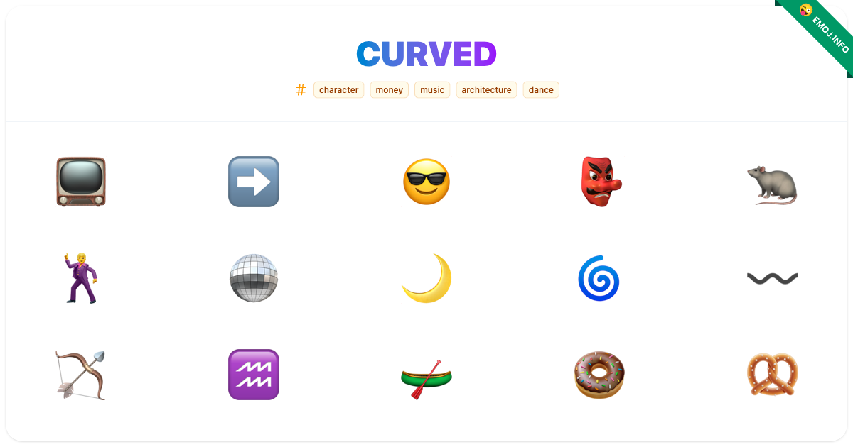Curved Emojis 📺 ️ 😎 | Meaning, Copy & Paste