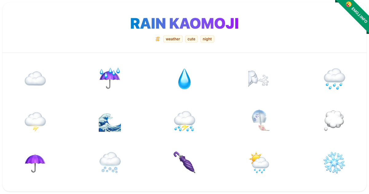Rain Kaomoji Emojis ☁️ ☔ 💧 | Meaning, Copy & Paste