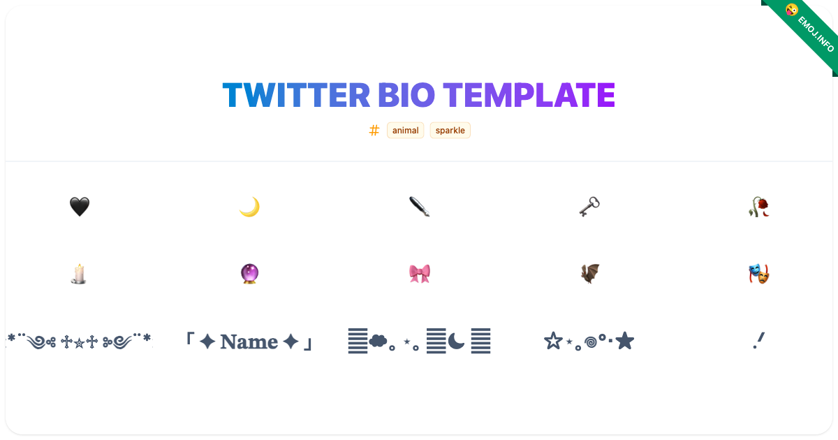 Twitter Bio Template Emojis 🖤 🌙 ️ | Meaning, Copy & Paste