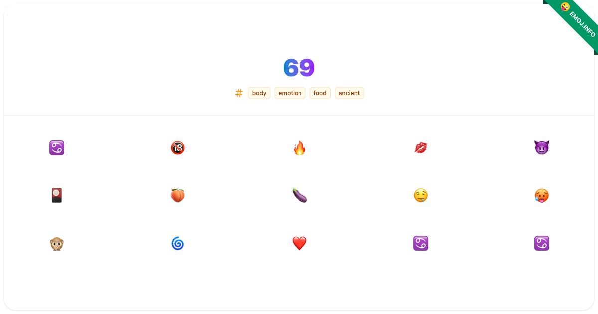 69 Emojis ♋ 🔞 🔥 | Meaning, Copy & Paste