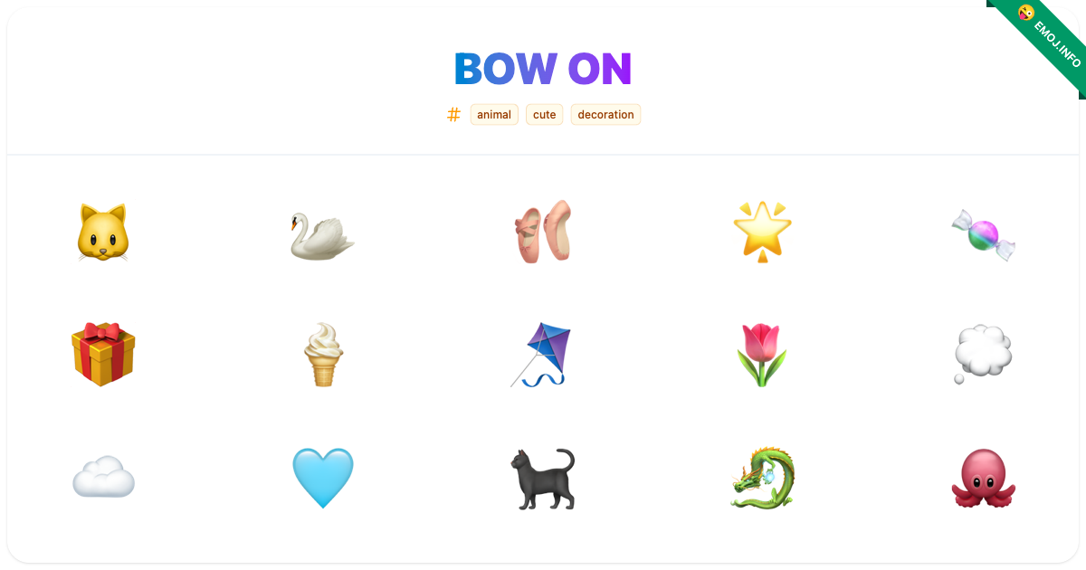 Bow On Emojis 🐱 🦢 🩰 | Meaning, Copy & Paste
