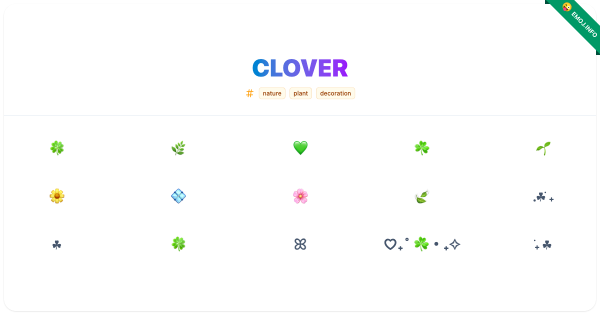 Clover Emojis 🍀 🌿 💚 | Meaning, Copy & Paste