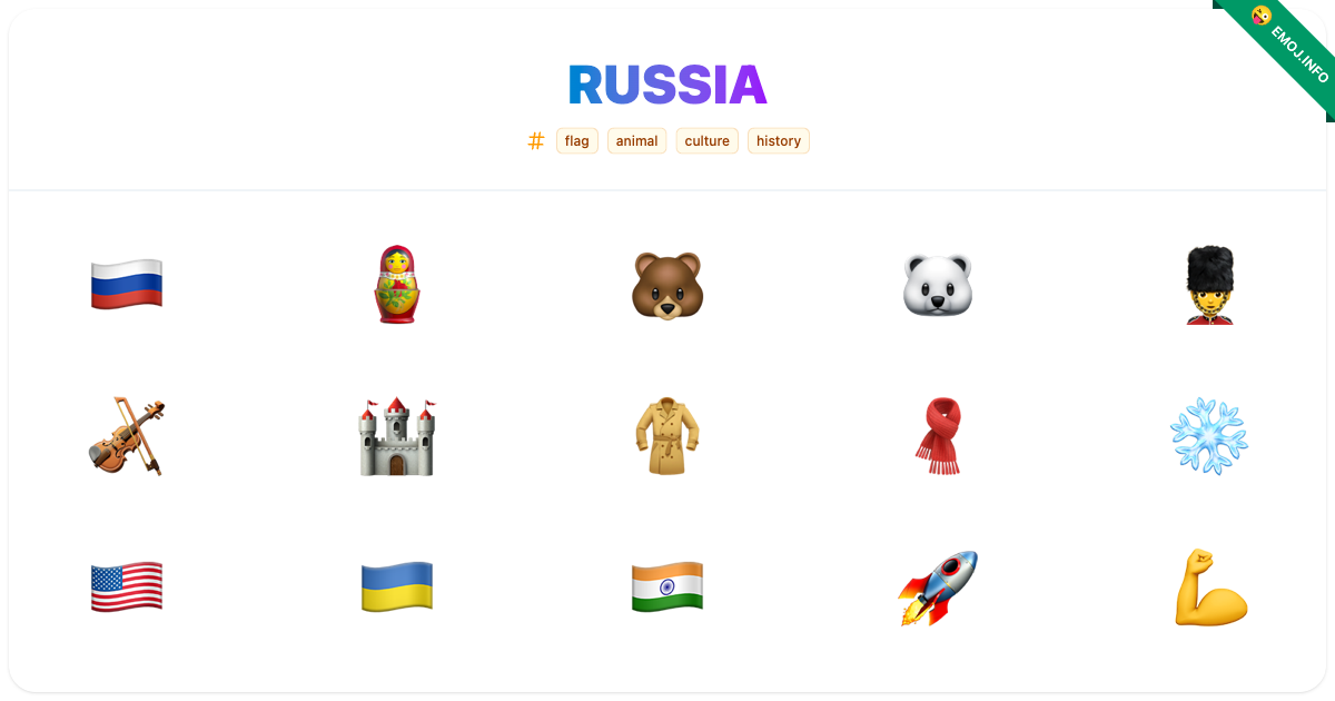 Russia Emojis 🇷🇺 🪆 🐻 | Meaning, Copy & Paste