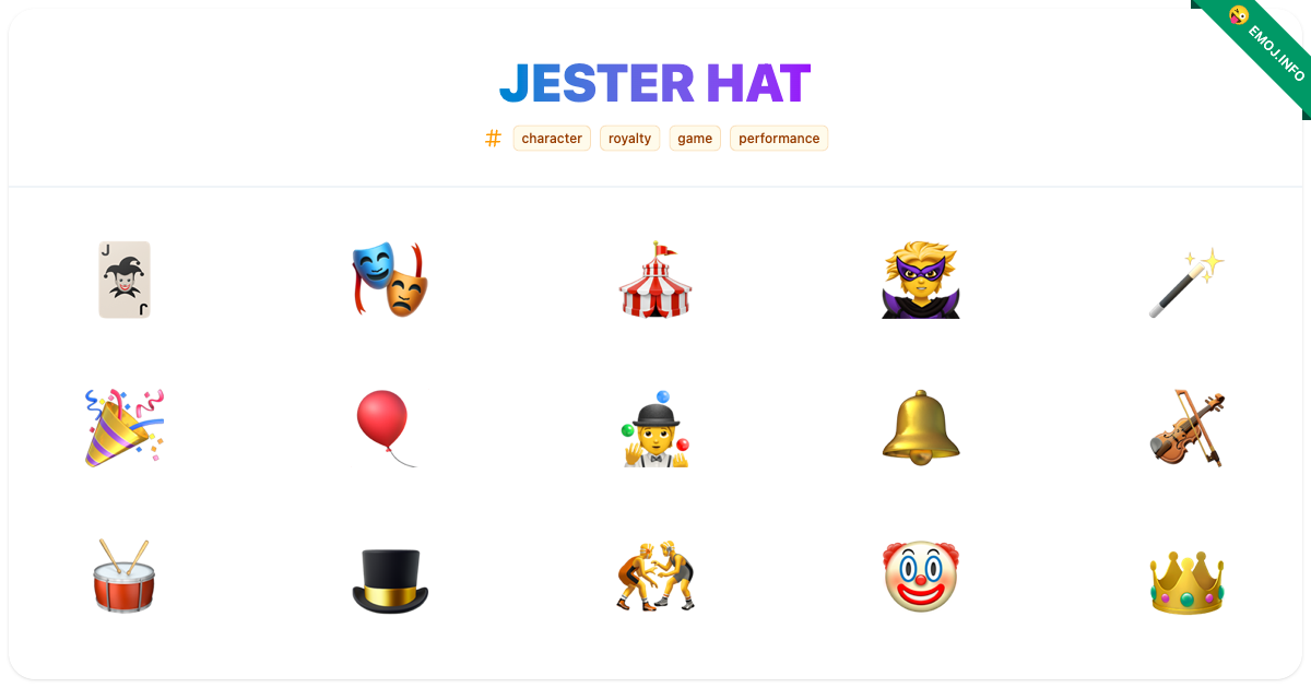 Jester Hat Emojis 🃏 🎭 🎪 | Meaning, Copy & Paste