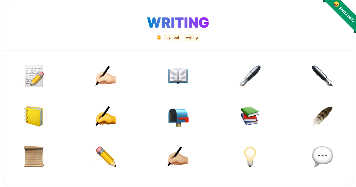 Writing Emojis 📝 🏻 📖 | Meaning, Copy & Paste