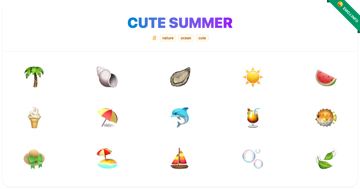 Cute Summer Emojis 🌴 🐚 🦪 | Meaning, Copy & Paste