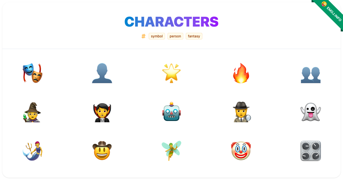 Characters Emojis 🎭 👤 🌟 | Meaning, Copy & Paste