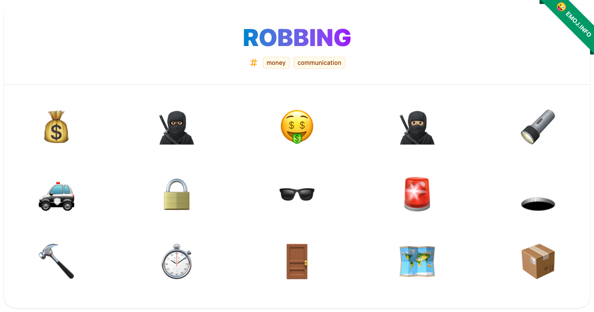 Robbing Emojis 💰 🥷🏿 🤑 | Meaning, Copy & Paste