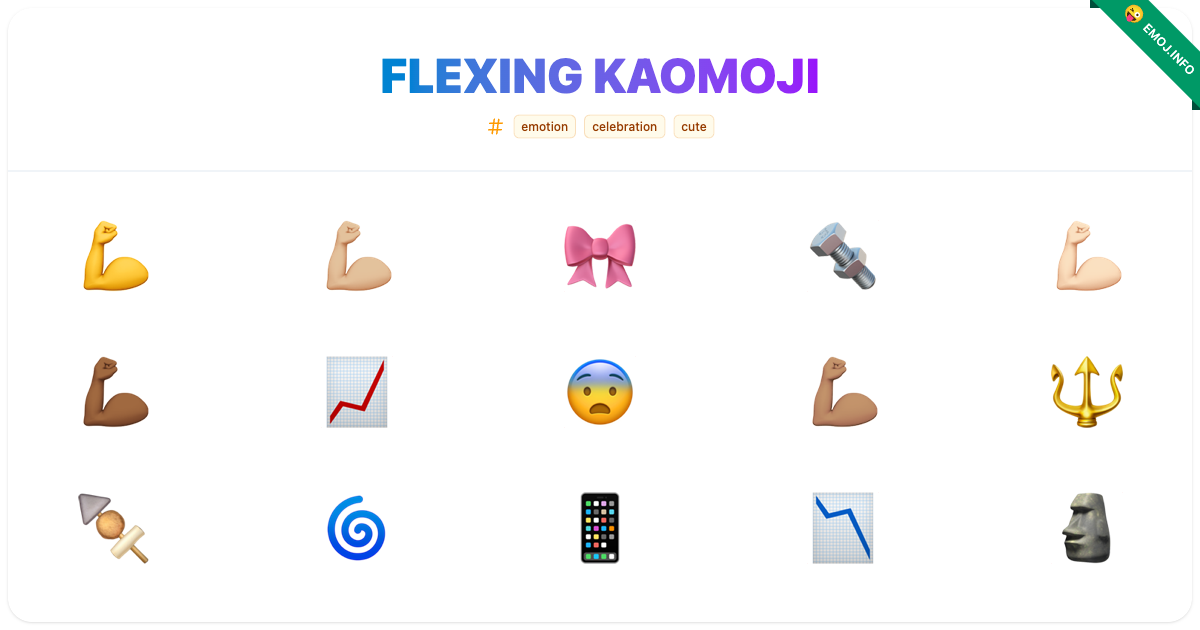 Flexing Kaomoji Emojis 💪 💪🏼 🎀 | Meaning, Copy & Paste