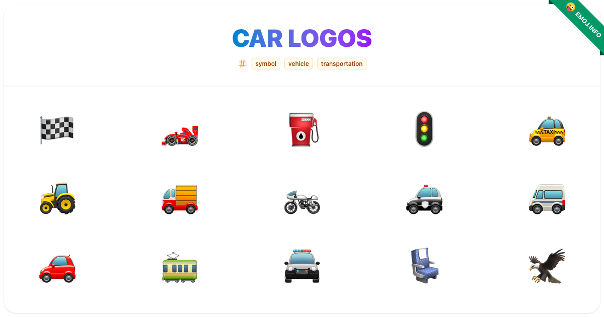 Car Logos Emojis 🏁 🏎️ ⛽ | Meaning, Copy & Paste