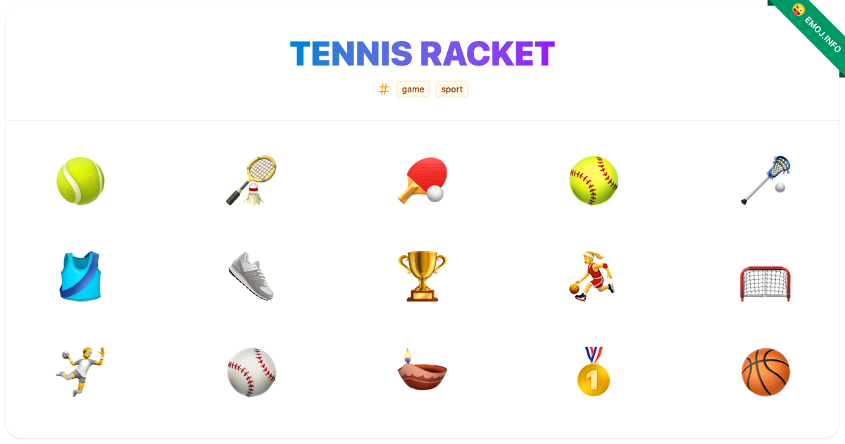 Emoticon Racket Tennis Racket Emojis 🎾 🏸 🏓 | Meaning, Copy & Paste
