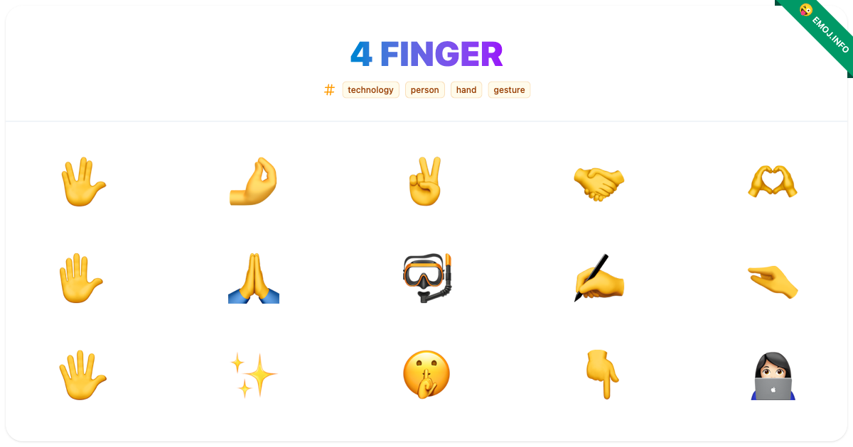 4 Finger Emojis ๐ ๐ค ๏ธ | Meaning, Copy & Paste