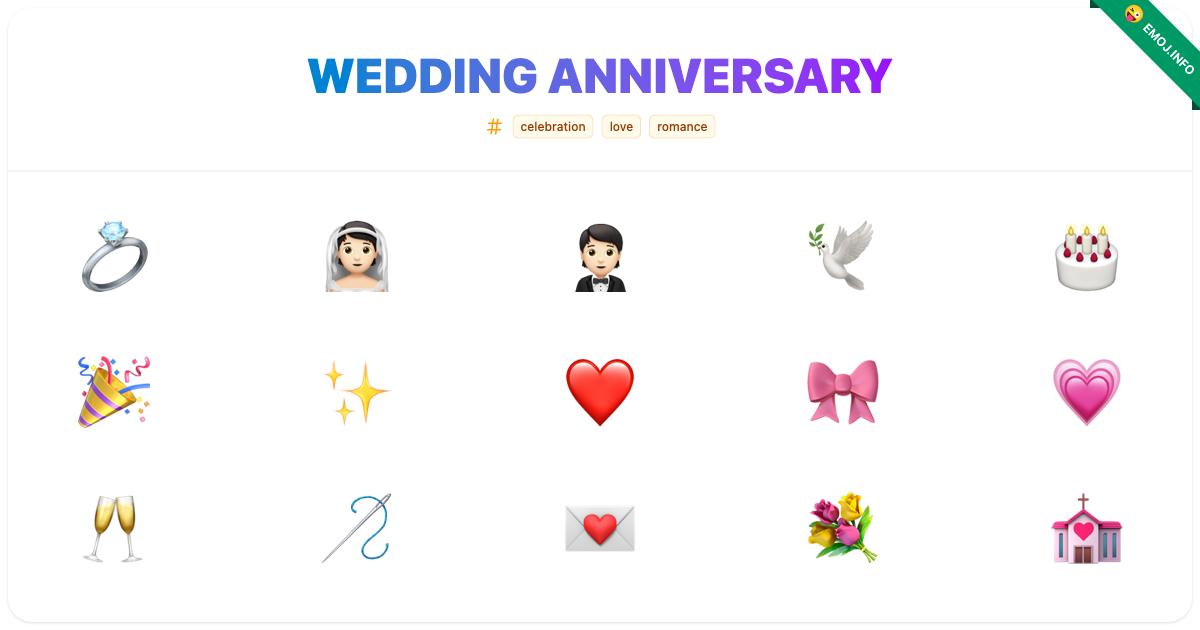 Wedding Anniversary Emojis 💍 👰🏻 🤵🏻 | Meaning, Copy & Paste
