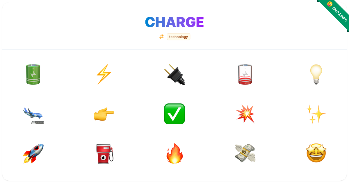 Charge Emojis 🔋 ⚡ 🔌 | Meaning, Copy & Paste