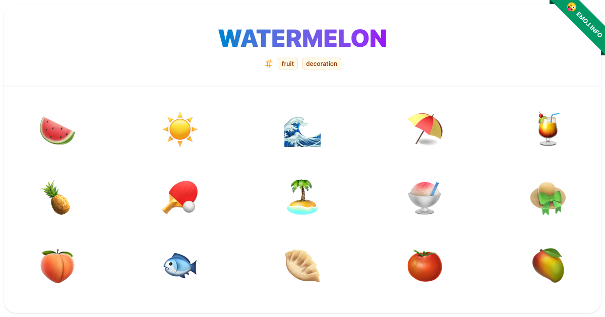 Watermelon Emojis 🍉 ☀️ 🌊 | Meaning, Copy & Paste