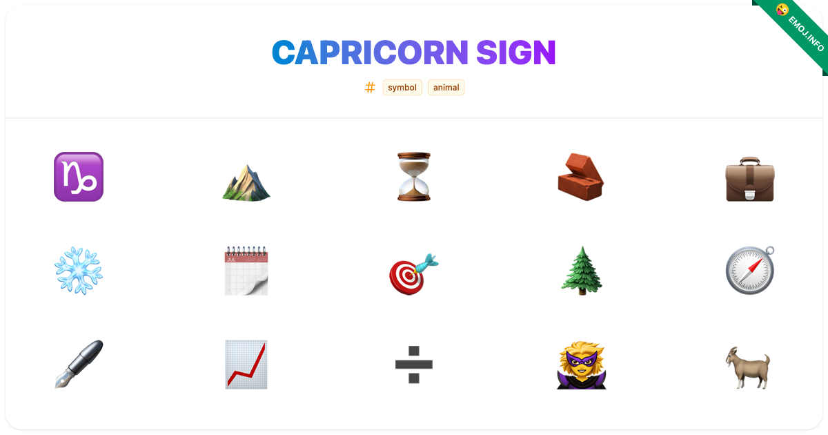 Capricorn Sign Emojis ♑ ⛰️ ⏳ | Meaning, Copy & Paste