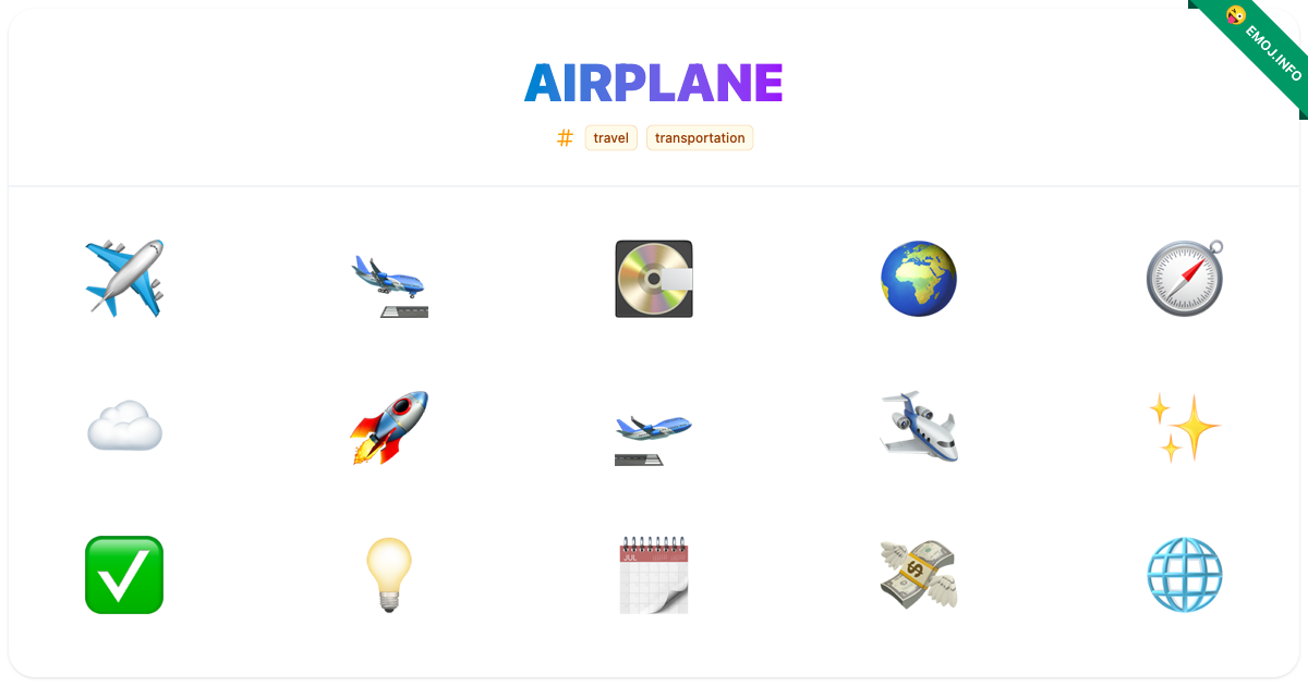 Airplane Emojis ️ 🛬 💽 | Meaning, Copy & Paste