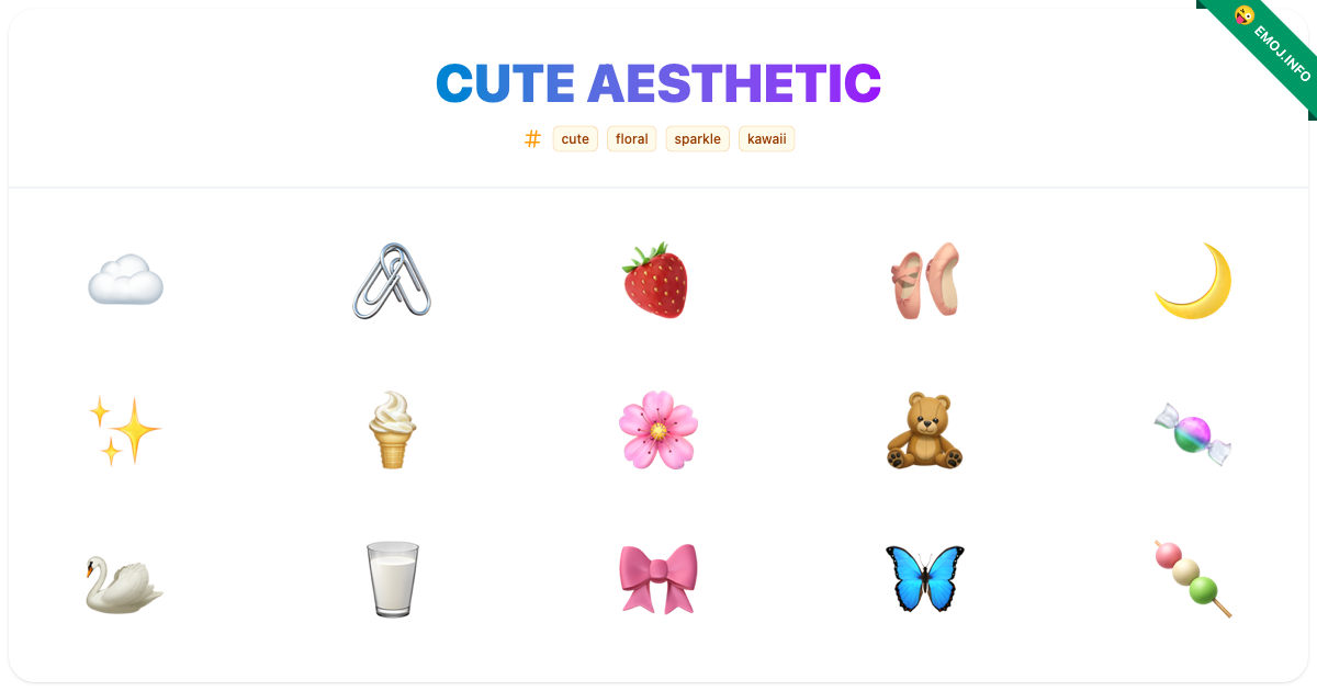 Cute Aesthetic Emojis ☁️ 🖇️ 🍓 | Meaning, Copy & Paste