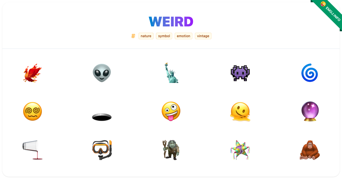 Weird Emojis 🐦🔥 👽 🗽 | Meaning, Copy & Paste