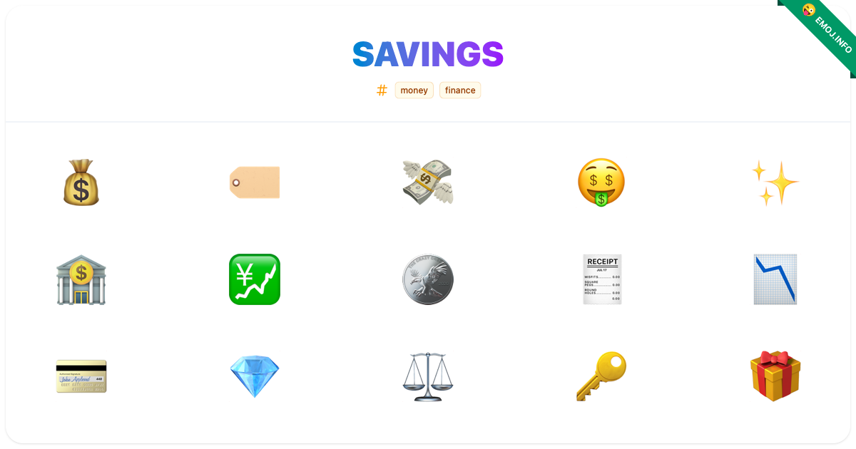 Savings Emojis ๐ฐ ๐ท๏ธ ๐ธ | Meaning, Copy & Paste
