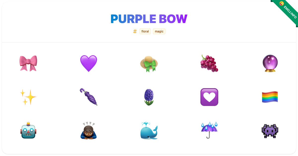 Purple Bow Emojis 🎀 💜 👒 | Meaning, Copy & Paste