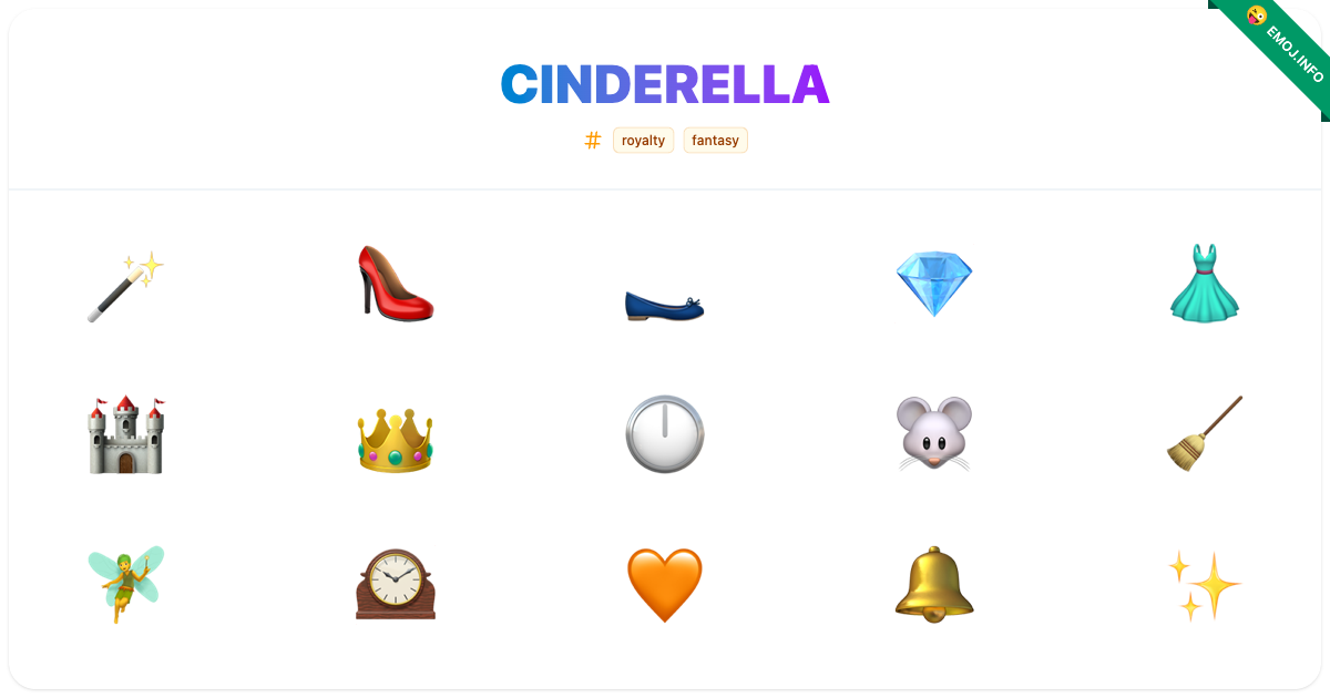 Cinderella Emojis 🪄 👠 🥿 | Meaning, Copy & Paste