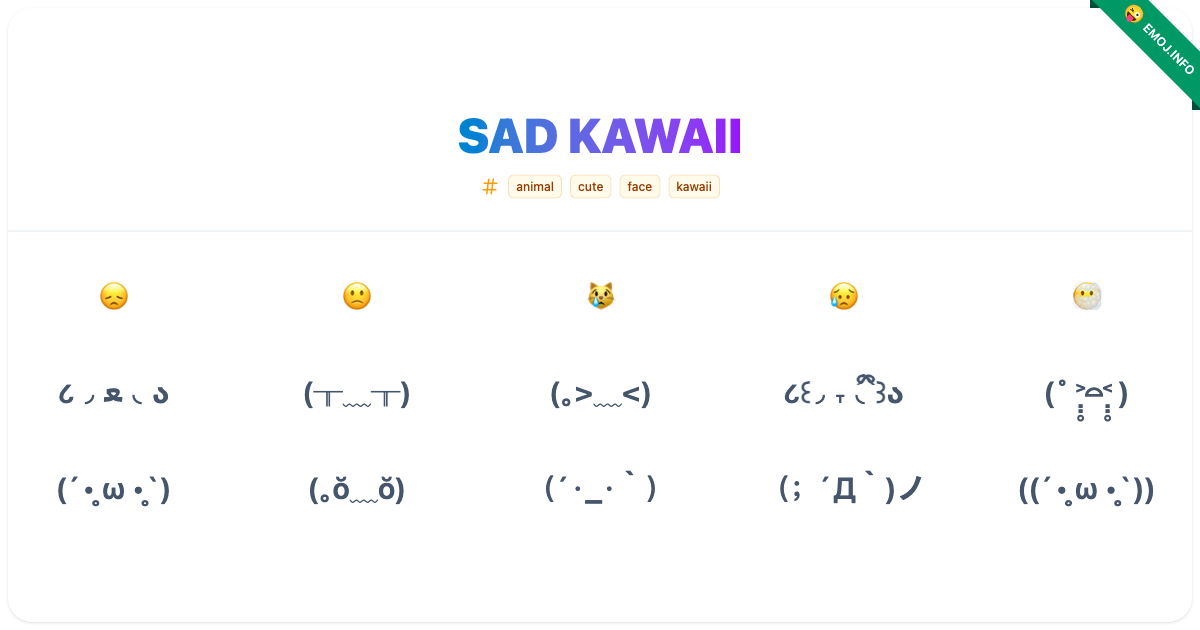 Sad Kawaii Emojis 😞 🙁 😿 | Meaning, Copy & Paste