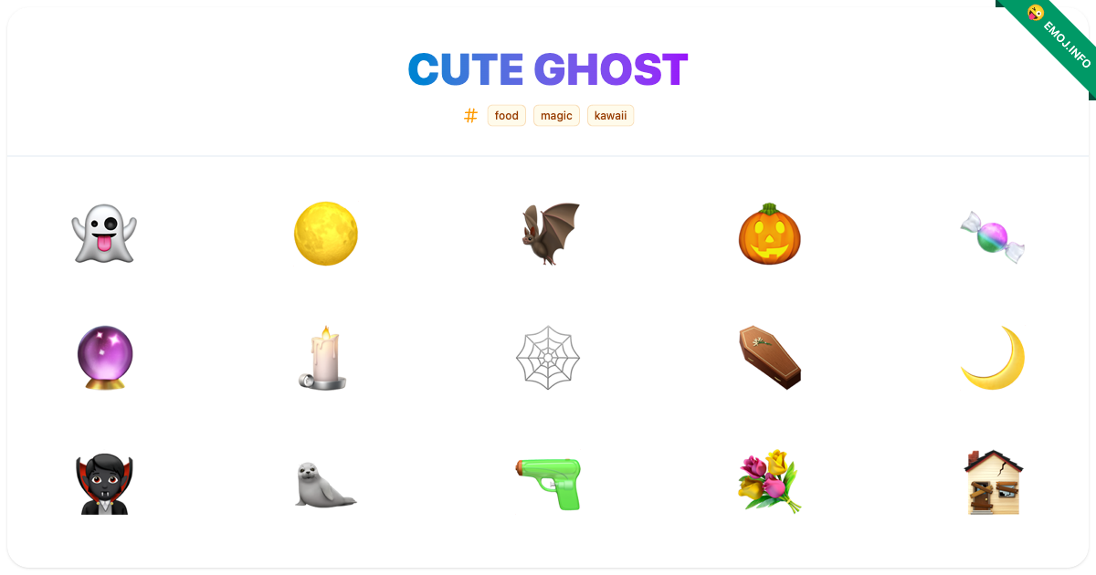 Cute Ghost Emojis 👻 🌕 🦇 | Meaning, Copy & Paste