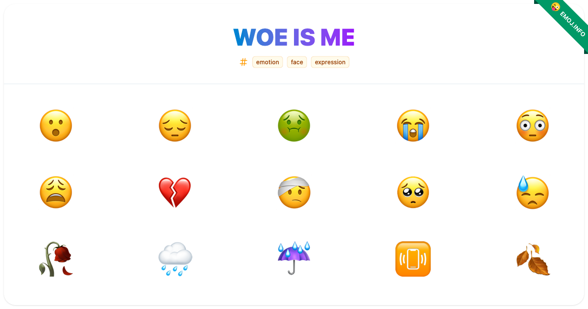 Woe Is Me Emojis 😮 😔 🤢 | Meaning, Copy & Paste