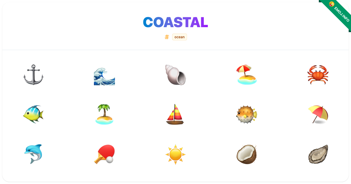 Coastal Emojis ⚓ 🌊 🐚 | Meaning, Copy & Paste