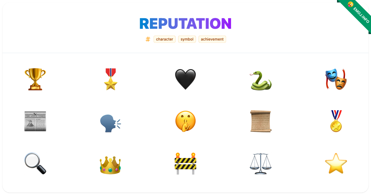 Reputation Emojis 🏆 🎖️ 🖤 | Meaning, Copy & Paste