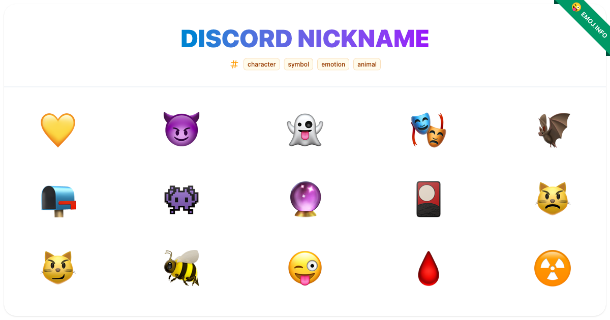 Discord Nickname Emojis 💛 😈 👻 Meaning, Copy & Paste