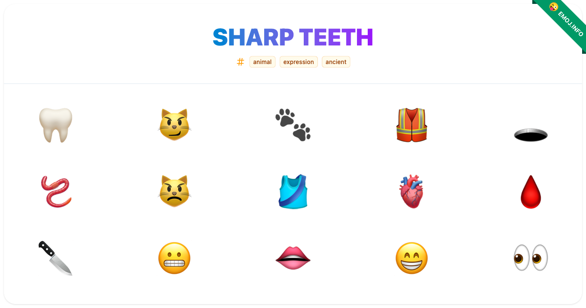 Sharp Teeth Emojis 🦷 😼 🐾 | Meaning, Copy & Paste