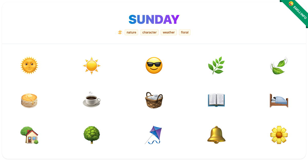 Sunday Emojis 🌞 ☀️ 😎 | Meaning, Copy & Paste