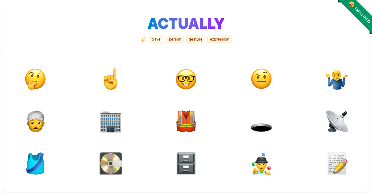 Actually Emojis 🤔 ☝️ 🤓 | Meaning, Copy & Paste