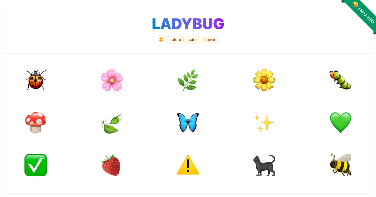 Ladybug Emojis 🐞 🌸 🌿 | Meaning, Copy & Paste