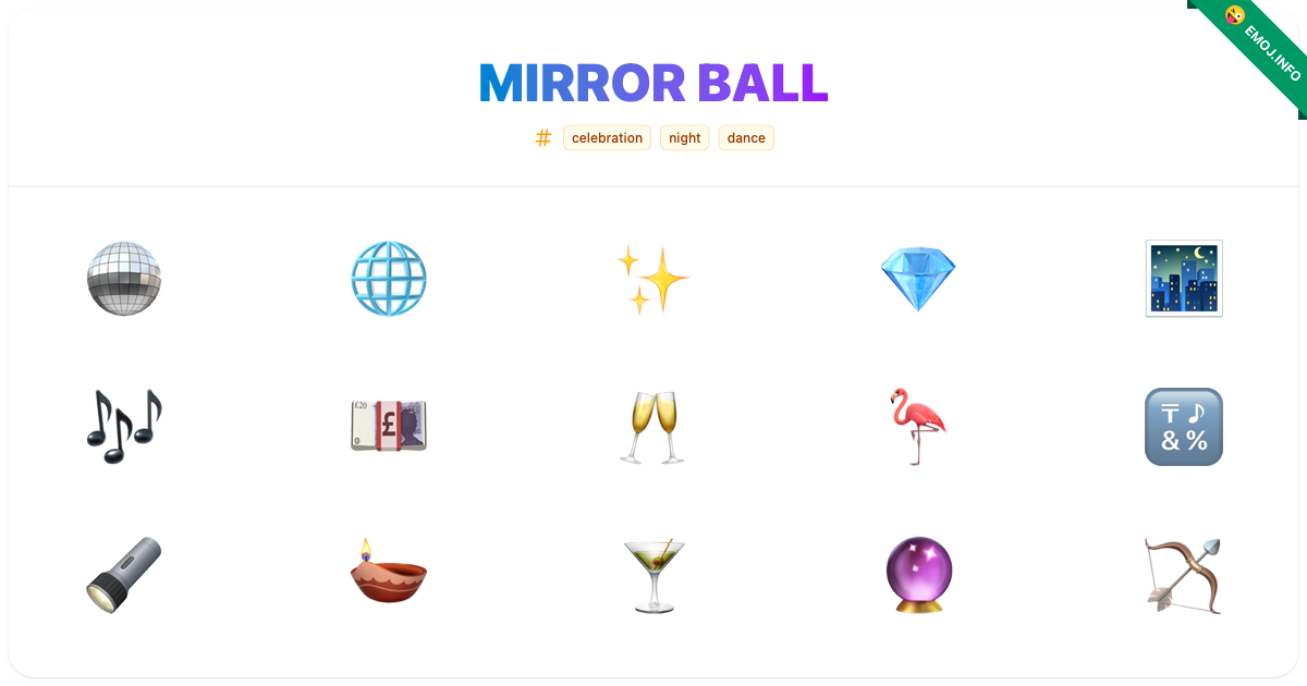 Mirror Ball Emojis 🪩 🌐 | Meaning, Copy & Paste
