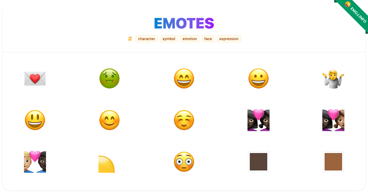 Emotes Emojis 💌 🤢 😄 | Meaning, Copy & Paste