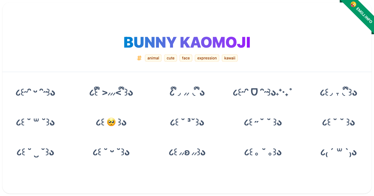 Bunny Kaomoji Emojis ૮꒰˶ᵔ ᵕ ᵔ˶꒱ა ૮꒰ ྀི >⸝⸝⸝
