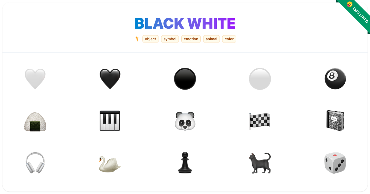 Black White Emojis 🤍 🖤 ⚫ | Meaning, Copy & Paste