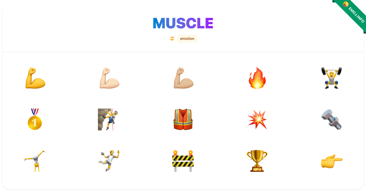 Muscle Emojis 💪 💪🏻 💪🏼 | Meaning, Copy & Paste