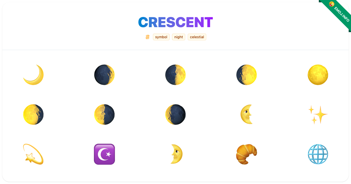Crescent Emojis 🌙 🌒 🌓 | Meaning, Copy & Paste
