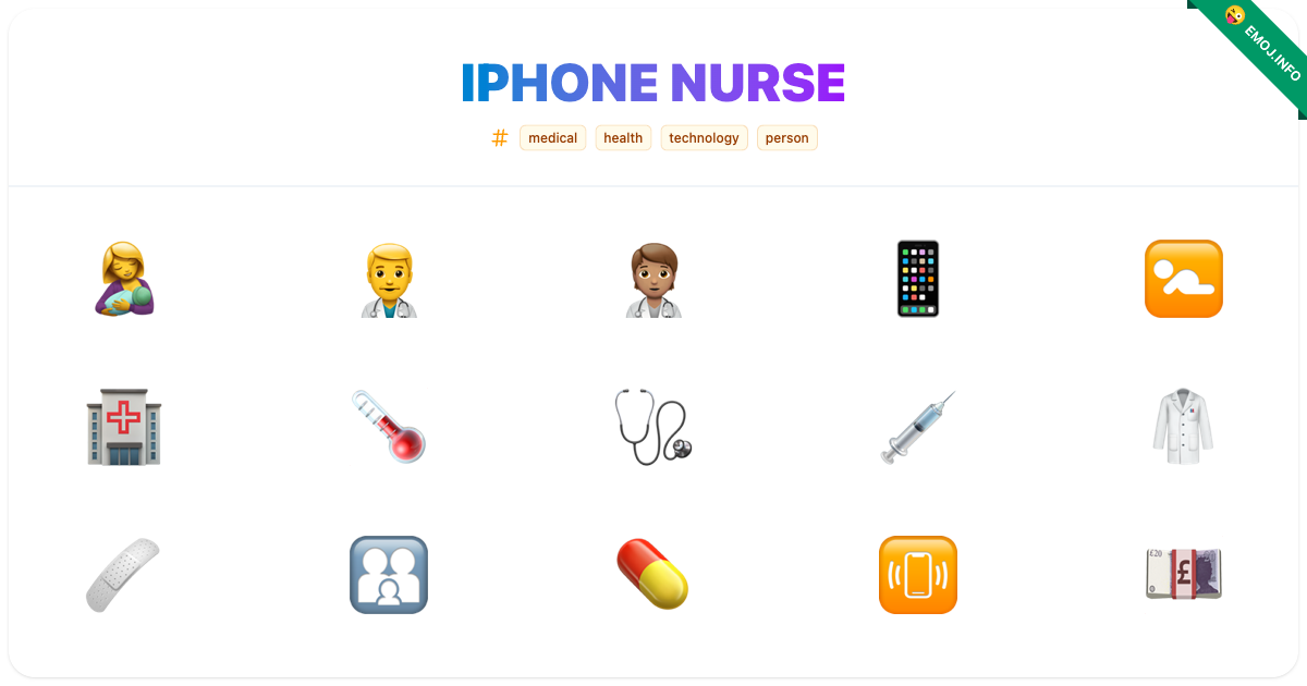 Iphone Nurse Emojis 🤱 👨‍⚕️ 🧑🏽‍⚕️ | Meaning, Copy & Paste