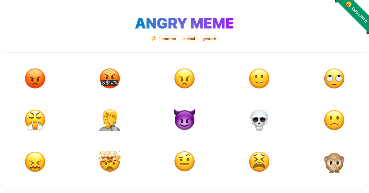 Angry Meme Emojis 😡 🤬 😠 | Meaning, Copy & Paste