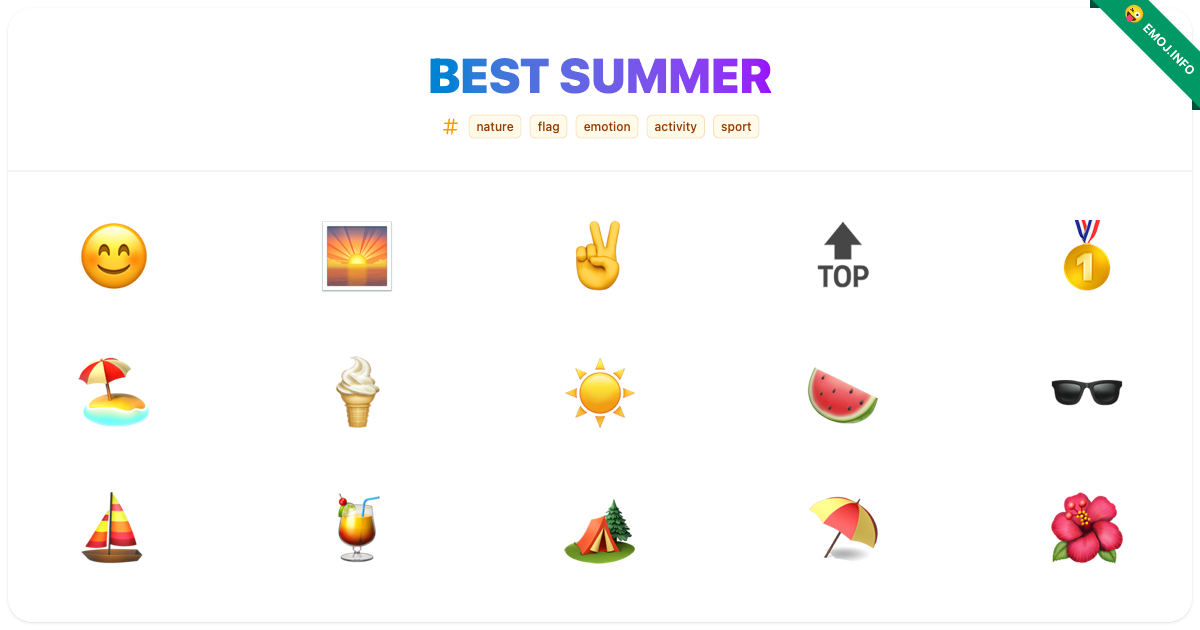 Best Summer Emojis 😊 🌅 ️ | Meaning, Copy & Paste