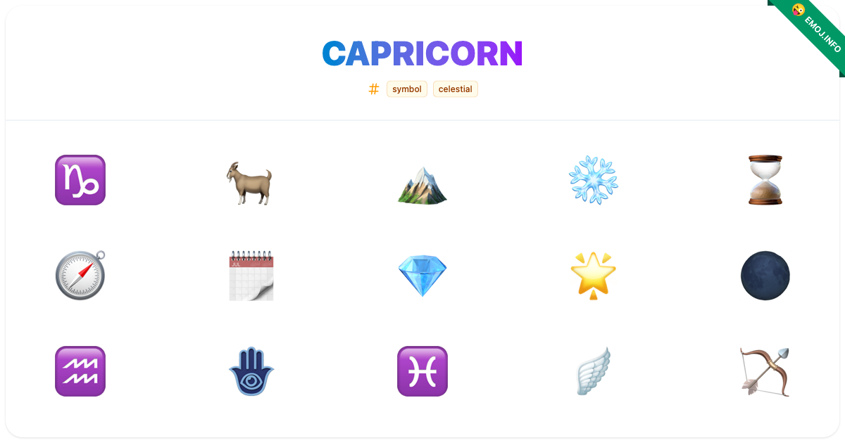 Capricorn Emojis ♑ 🐐 🏔️ | Meaning, Copy & Paste
